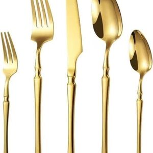 Tableware 30pcs Glossy Gold Dinnerware Set Stainless Steel Tableware Tea Fork Co